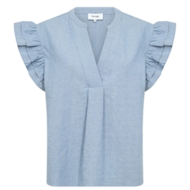 Levete Room LR-LENNON 2 Bluse, Blue Cotton 